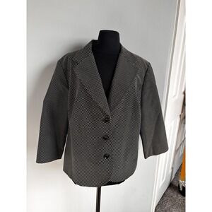 Josephine Chaus Polka Dot Blazer‎ Jacket Career Business Casual 3/4 Sleeve sz 16